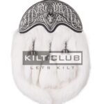 Nickle Brushed Stag Head White Rabbit Fur Full Dress Sporran