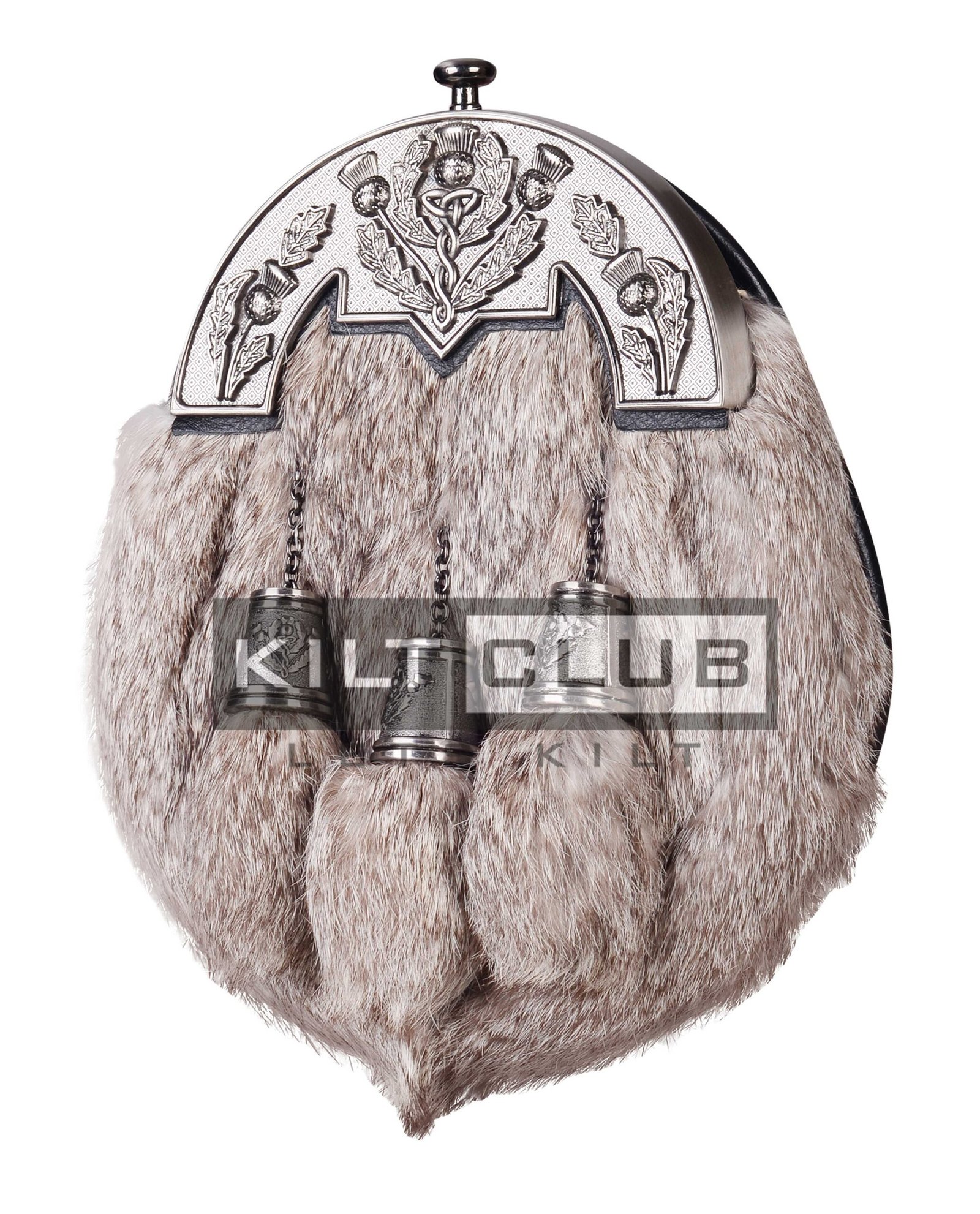 Nickle Brushed Thistle Brown Rabbit Fur Full Dress Sporran - Image 2