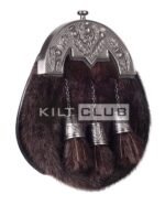 Nickle Brushed Thistle Brown Seal Fur Full Dress Sporran - Image 2
