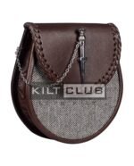 Brown Leather and Gray Tweed Sporran - Image 3