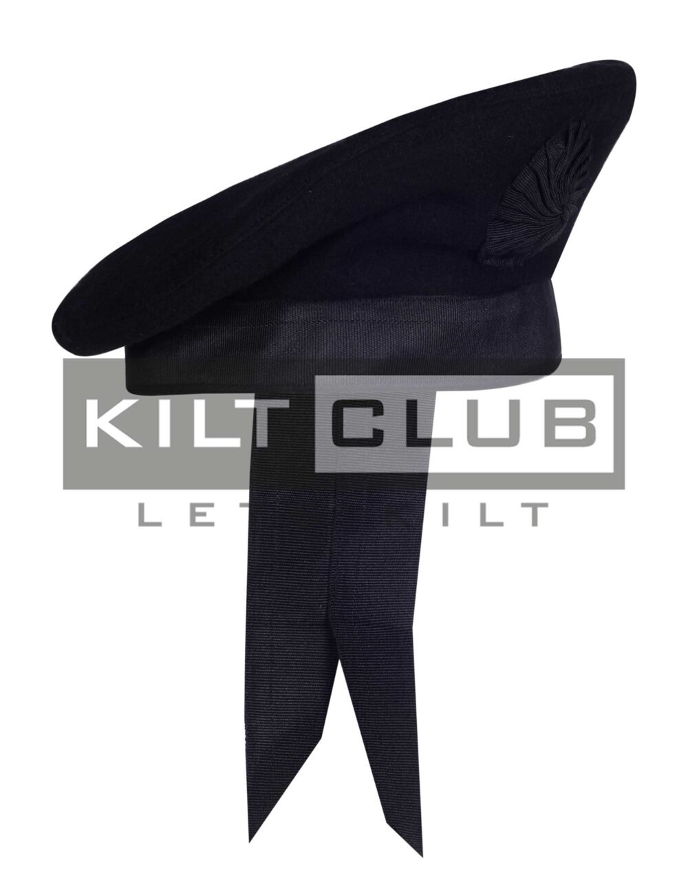 Black Wool Plain Balmoral Cap