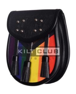 Alternative view of Black Leather - LGBTQ Pride Flag Sporran