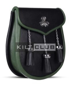 Alternative view of Shamrock Emblem Black Leather Day Sporran