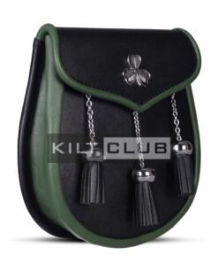 Alternative view of Shamrock Emblem Black Leather Day Sporran