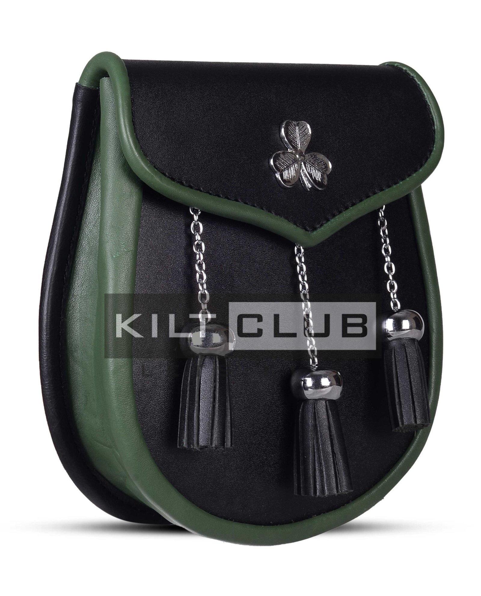 Shamrock Emblem Black Leather Day Sporran - Image 2