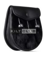 Black Leather Rabbit Fur Semi Dress Sporran - Image 3