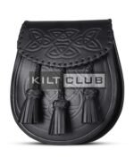 Black Leather Embossed Day Sporran - Image 3