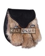 Coyote Fur Black Leather Sporran Bumble Bee Flap - Image 3