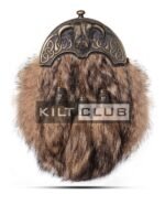 Brass Highland Cow Coyote Fur Sporran - Image 3