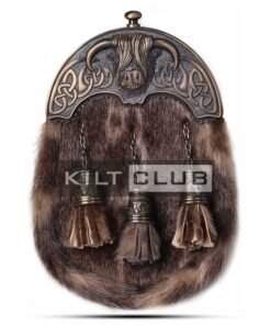 Brass Highland Cow Seal Fur Sporran