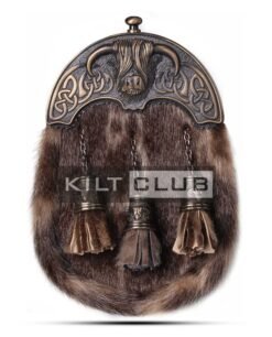 Brass Highland Cow Seal Fur Sporran