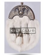Brass Highland Cow White Rabbit Sporran - Image 3
