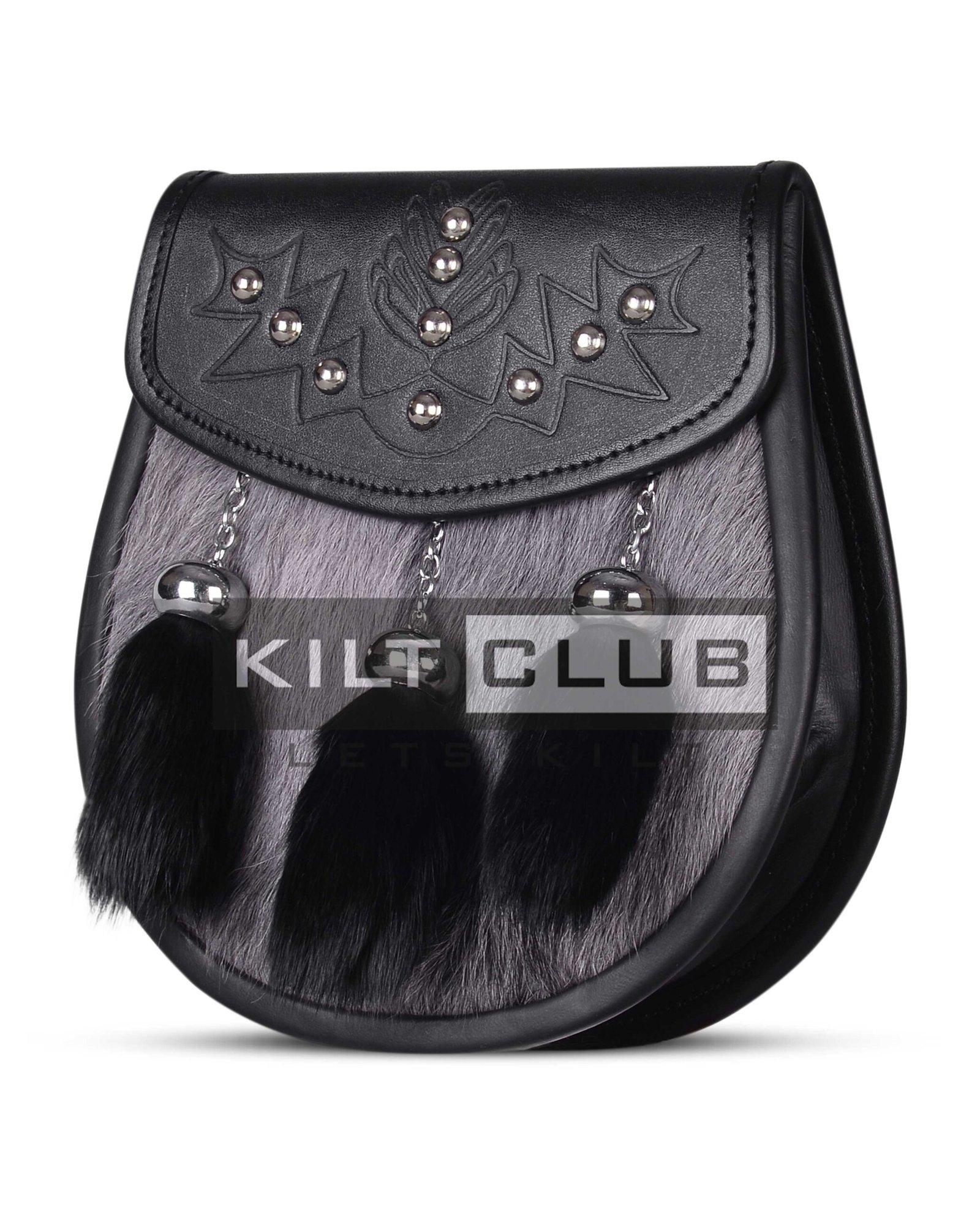 Gray Black Rabbit Fur Semi Dress Sporran - Image 3