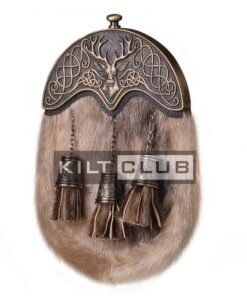 Brass Stag Head Seal Fur Sporran