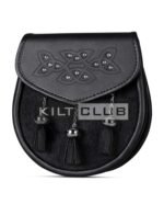 Celtic Knot Embossed Black Bovine Fur Semi Dress Sporran - Image 2