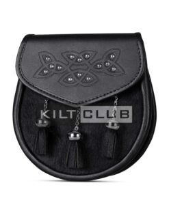 Alternative view of Celtic Knot Embossed Black Bovine Fur Semi Dress Sporran