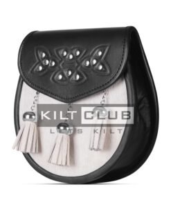 Alternative view of Celtic Knot Embossed White Bovine Fur Semi Dress Sporran