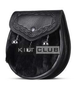 Alternative view of Black Leather Black Rabbit Fur Semi Dress Sporran