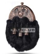 Bronze Highland Cow Black Rabbit Fur Sporran - Image 3