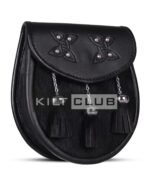 Celtic Knots Black leather Black Bovine Fur Semi Dress Sporran - Image 3