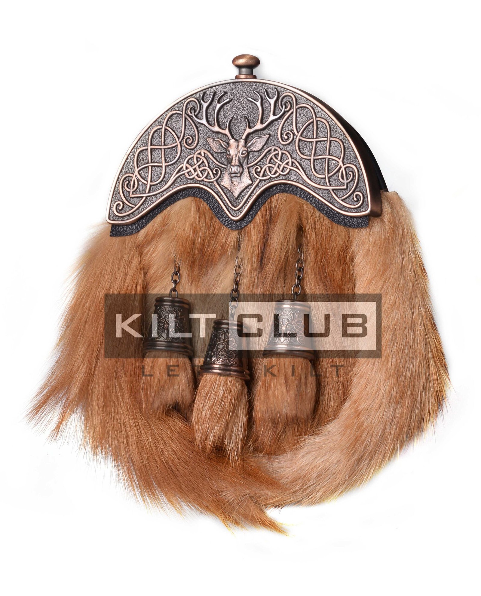 Bronze Stag Head Red Fox Fur Sporran - Image 3