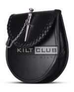 Black Leather Pin Lock Plain Day Sporran - Image 3