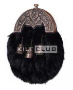 Bronze Thistle Black Rabbit Fur Sporran - Image 2