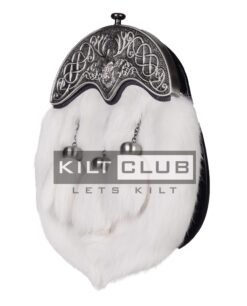 Alternative view of Nickle Brushed Stag Head White Rabbit Fur Full Dress Sporran
