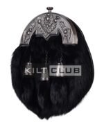Nickle Brushed Thistle Black Rabbit Fur Full Dress Sporran - Image 3