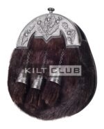 Nickle Brushed Thistle Brown Seal Fur Full Dress Sporran - Image 3