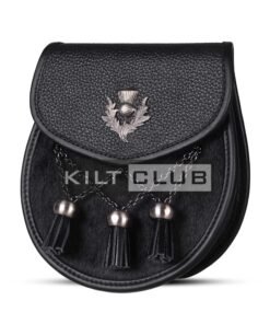 Alternative view of Black Leather Bovine Fur Cross Tassels Semi Dress Sporran