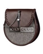 Brown Leather and Gray Tweed Sporran - Image 2