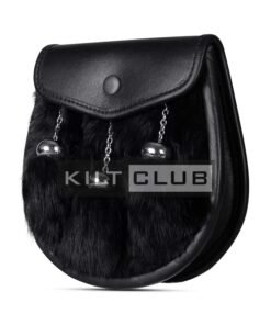 Alternative view of Black Leather Rabbit Fur Semi Dress Sporran