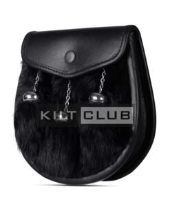 Alternative view of Black Leather Rabbit Fur Semi Dress Sporran