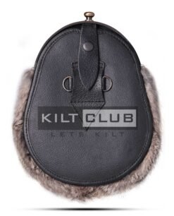 Alternative view of Brass Highland Cow Brown Fur Sporran