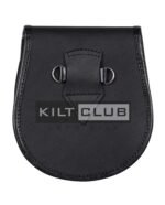 Cross Rampant Lion Emblem Black Leather Semi Dress Sporran - Image 4