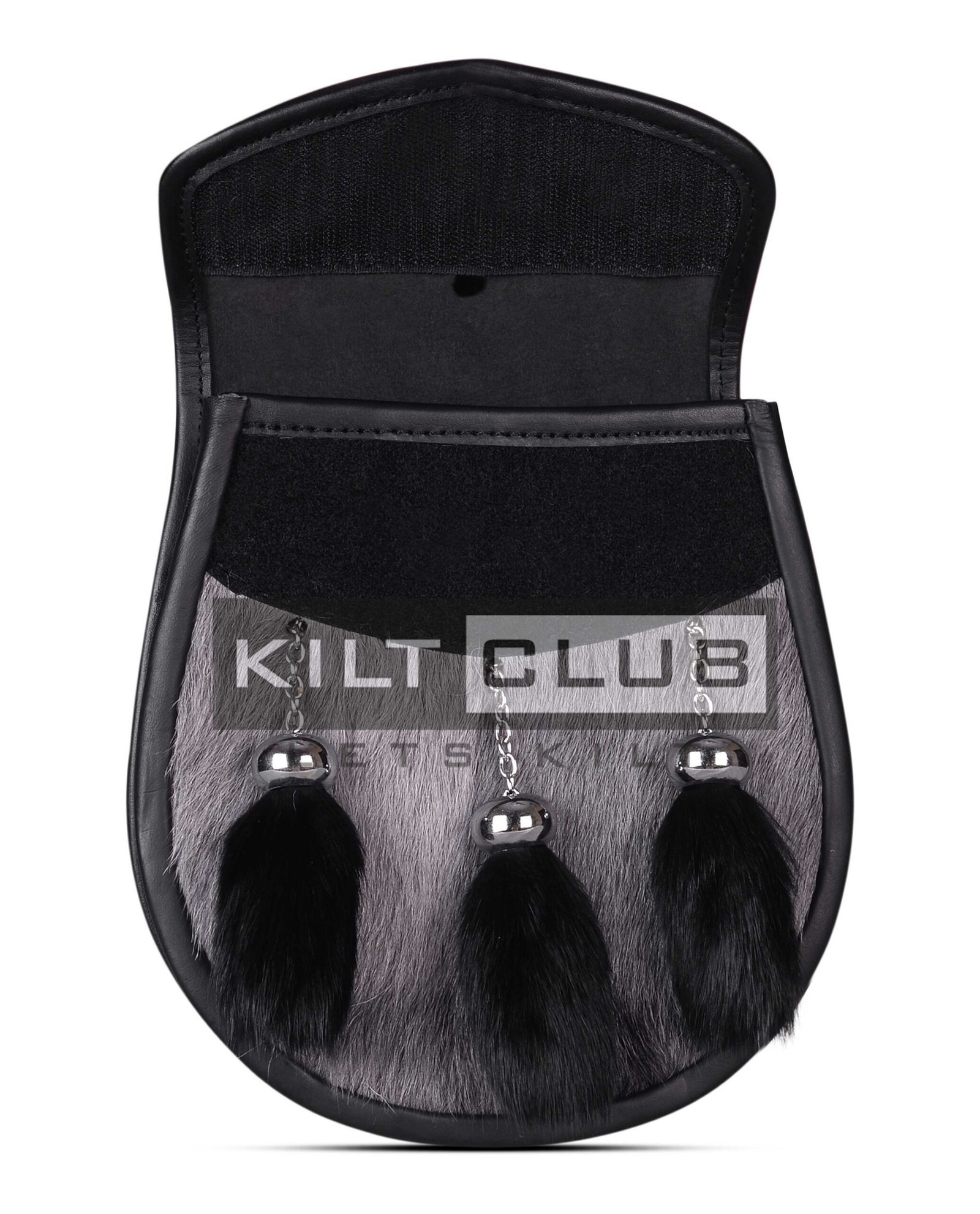 Gray Black Rabbit Fur Semi Dress Sporran - Image 4