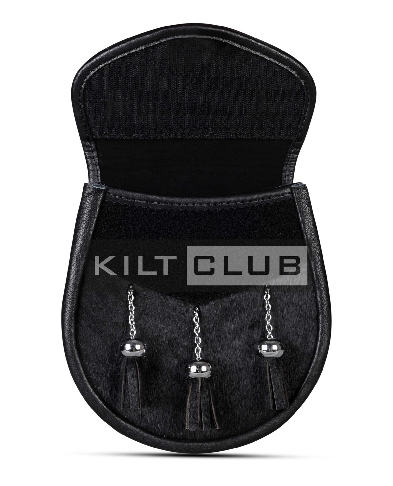 Celtic Knot Embossed Black Bovine Fur Semi Dress Sporran - Image 4