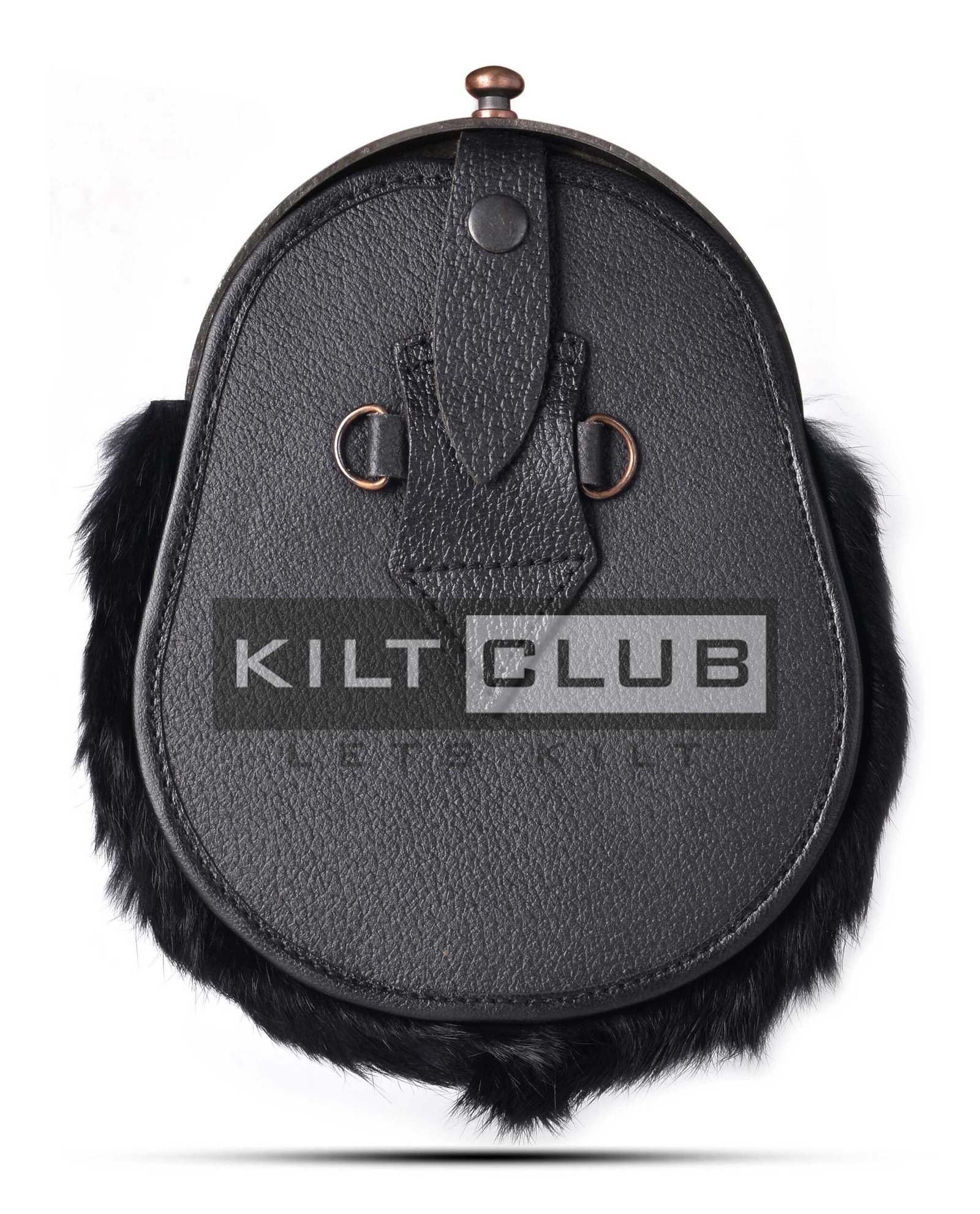 Bronze Highland Cow Black Rabbit Fur Sporran - Image 2