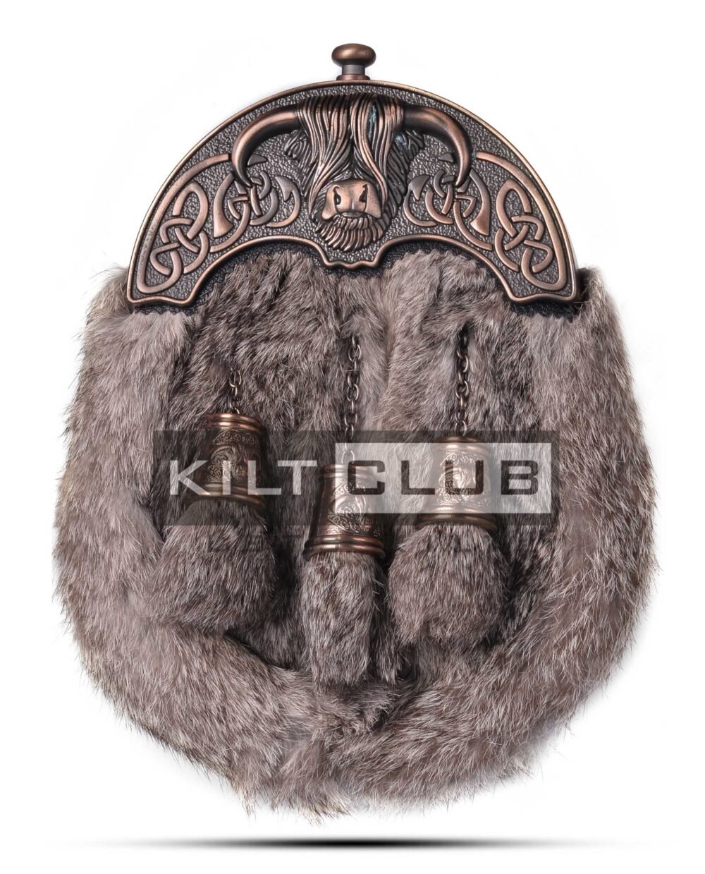 Bronze Highland Cow Brown Rabbit Fur Sporran