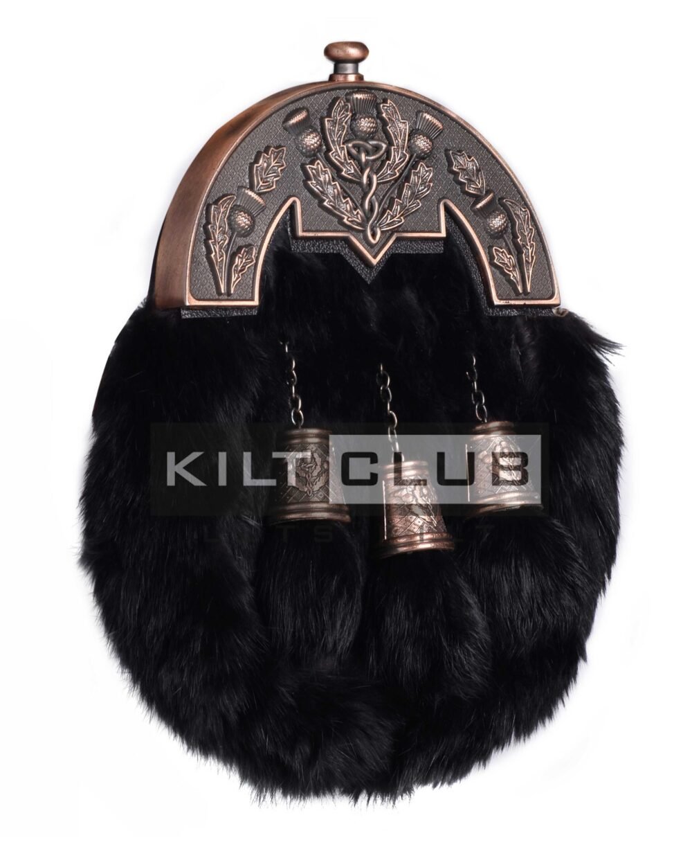 Bronze Thistle Black Rabbit Fur Sporran