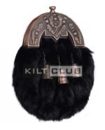 Bronze Thistle Black Rabbit Fur Sporran