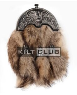 Alternative view of Nickle Brushed Highland Cow Coyote Fur Full Dress Sporran