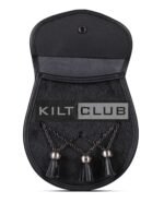 Black Leather Bovine Fur Cross Tassels Semi Dress Sporran - Image 4