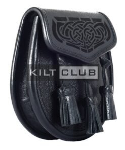 Alternative view of Black Leather Celtic Knot Day Sporran