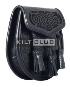 Alternative view of Black Leather Celtic Knot Day Sporran