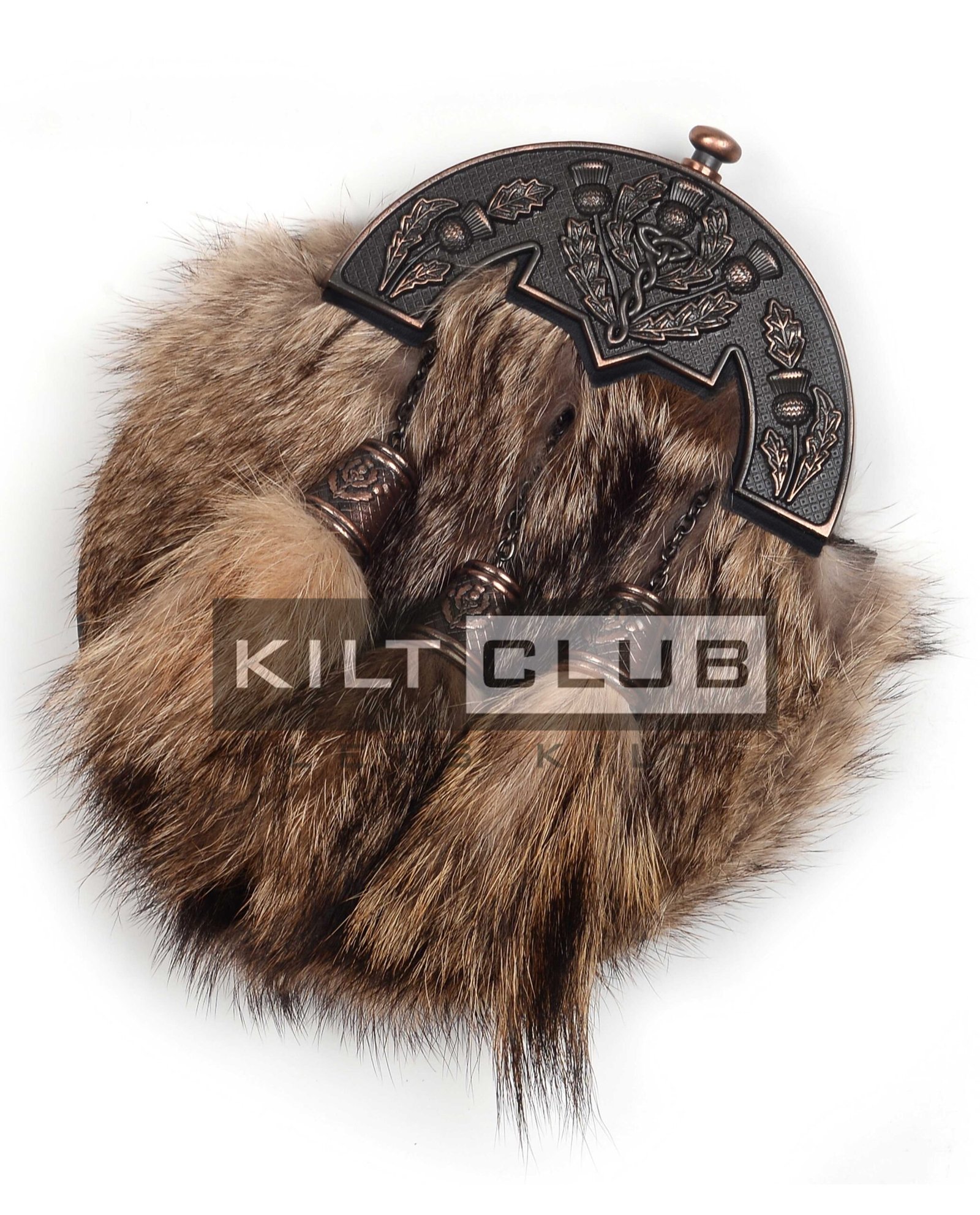 Bronze Thistle Coyote Fur Full Dress Sporran - Image 3