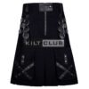 Black Cotton Leather Patchwork Gothic Kilt