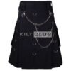 Black Cotton Silver Chains Gothic Kilt
