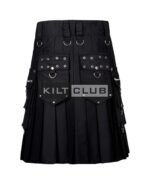 Black Cotton Gothic Utility Kilt - Image 4